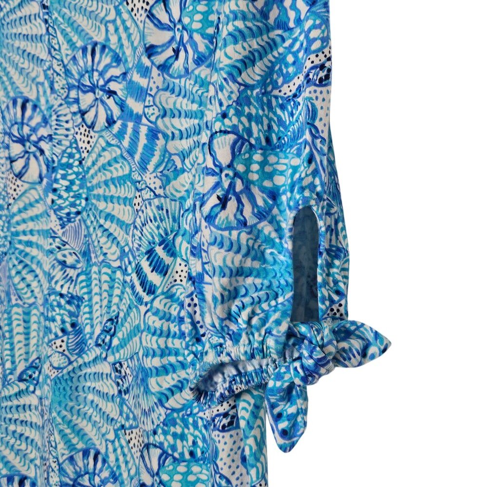 Lilly Pulitzer Blue White Seashell Print Cotton Casual Dress S Novelty Coastal - Picture 6 of 9